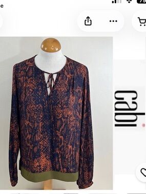 Cabi Women's Python Print Border Wrap Blouse Size M